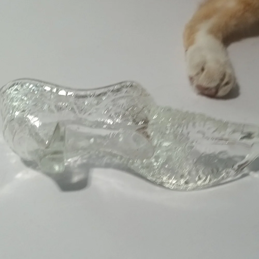 Vintage Fenton Daisy Button Clear Glass Slipper Shoe Made In USA 5.5